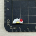 Mini resin white daisy charms with red ladybug detail on a measuring scale ruler - Half Chrysanthemum