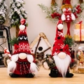 Lot de gnomes de Noël avec chapeaux à carreaux rouges, canne à sucre et lanterne décorative - Ensemble De Chapeaux Incurvés Rouges Noirs Et Blancs [style Homme Avec Lampe À Huile + Style Femme]
