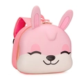 Mochila 3D de conejo rosa para niños con orejas largas y correas transpirables acolchadas - Rosa