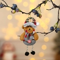 Christmas plush bear ornament with plaid hat and scarf hanging on a berry branch - 19*8cm / Bear Style