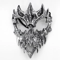 Silver dragon skull half face mask with detailed bone texture and elastic strap - Dragon (Silver)