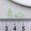 Mini green transparent acrylic leaf beads with ruler scale showing 1.5cm length size - Mini Small Leaf (22139)