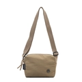 Waterproof khaki nylon square shoulder bag with woven strap and logo embroidery - Khaki