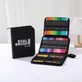 Lot de 80 feutres à double pointe dans une trousse de transport noire professionnelle - 80 Couleurs Corps Noir avec Sac CD