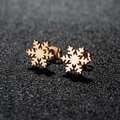 Minimalist gold snowflake stud earrings for women on a textured black background - Snowflake / Rose Gold