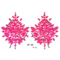 Detailed view of pink resin crystal body jewelry stickers model XT-33 for festival decor - XT-33 Bright Pink Flower / 18.5cm*14cm