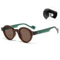 Gafas de sol redondas retro con montura marrón y patillas verdes para hombres y mujeres - Gafas de sol / Montura Té Patilla Verde Lente Té