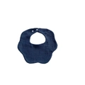 Navy blue muslin cotton baby bib with snap button closure on white background - Sapphire Blue