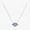 Collana minimalista in argento sterling S925 con ciondolo geometrico occhio blu - Argento