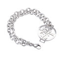 Double-layered stainless steel bracelet featuring a Tree of Life pendant and lobster clasp - Steel Color (KB57159-Z)