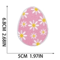 Pink egg-shaped Easter embroidery patch with daisy print and size dimensions 6.8x5cm - Pink Easter Egg