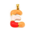 18k gold plated stainless steel letter E pendant with multi-colored enamel finish - Sp640g-e (single Pendant)