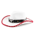 White western cowboy hat with red stitched brim and silver bull head leather band - M(56-58cm) / White Red Edge