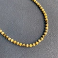 Handmade necklace with yellow natural stone cylinder beads and gold spacer accents - Size 6
