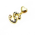 Gold plated S letter charm with multicolored zircon stones and heart clasp - Pendant Only / S