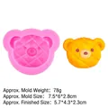 Stampo in silicone rosa a testa di orso con trama a rombi e orsetto giallo finito - 6# B124 Rosa