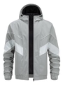 Giacca casual da uomo con cappuccio grigio chiaro e motivo patchwork bianco a V - XS / Grigio chiaro