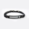 Men's black stainless steel Cuban link bracelet with carbon fiber inlay design - Carbon Fiber Inlay / Black