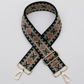 Ethnic bag strap with pink and green diamond pattern and gold metal lobster clasps - No. 461 / Silver Hook
