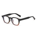 Retro thick frame sunglasses with black and tortoiseshell split and triple metal rivets - Black Tortoise Mix / Anti-Blue Light