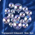 Single 5cm iridescent transparent cake topper ball decoration on blue satin fabric - 5cm / Transparent Iridescent
