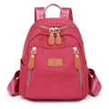 Mochila casual de nailon rojo rosa para mujer con elegantes tirantes dobles - Rosa Rojo