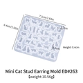 Mini cat stud earrings silicone mold for DIY resin jewelry making dimensions shown - Mini Cat Earring Mold ED#263