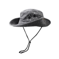 Chapeau de soleil pliable en coton lavé gris foncé avec étoiles en strass et cordon - Noir Avec Étoiles À Paillettes