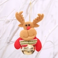 Christmas reindeer pendant with striped scarf and golden bell on snowy tree branch - Elk / Gold