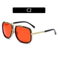 Occhiali da sole aviatore oversize alla moda con lenti rosso-arancio e montatura dorata - Montatura Oro Lenti Arancio Rosso