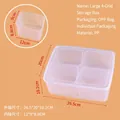 Translucent 4-compartment PP storage organizer box with detailed size dimensions - Large 4-Grid Storage Box (26.5x20x10.2cm)