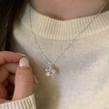 Silver star pendant necklace with a round pink gemstone on a delicate chain - Pink Star Gemstone (XL2114)