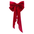 Large vintage red fabric bow hair clip with long ribbons for an elegant look - Spring Clips / Red