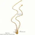 Collana con conchiglia dorata placcata in oro 18 carati e ciondolo di perla - Conchiglia a Ventaglio Dorata