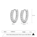 Silver micro-pave zircon hoop earrings with 5 white stones in a minimalist finish - Pavé Zirconia Huggie Earrings - Silver (EP5608)