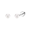 Minimalist moon heart cartilage stud in silver finish with a pearl white zircon stone - White Pearl