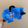 Pince à cheveux orchidée bleue avec perle artificielle et texture de pétale réaliste - Pince à Cheveux Orchidée (61#) / Bleu