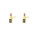 Orecchini a lobo labbra in argento S925 con zirconi neri e rosa in finitura dorata - Rossetto dorato