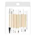 10-piece clay sculpting tool set with wooden handles and metal tips in poly bag - 【z0011/clay Tool Set 11 Pieces】opp Bag
