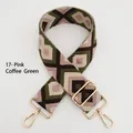 Detail of geometric diamond pattern shoulder strap with gold swivel hooks and slider - 17-Nude Pink Coffee Green