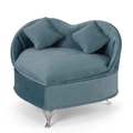Blue heart-shaped velvet sofa jewelry box with silver legs and decorative pillows - A12 Heart Shaped Sofa: 16*13.5*10cm
