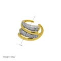 Detailansicht des mehrlagigen 18k vergoldeten Rings mit 17mm Größe und 6,8g Gewichtsangabe - Einstellbar Offen / Geometrischer Kreuzlinien-Stil(DR241106-C)