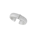 Minimalist S925 sterling silver open ring with brushed texture and small dot details - WJ170/Wide Version / Adjustable Open / White Gold