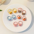 10-piece cartoon elastic hair ties featuring duck, bear, and bunny silicone charms - Little Cow 10 Pieces Set