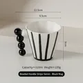 Modern black striped ceramic mug with creative spherical handle design, 310ml capacity - 310ml / Black Stripe