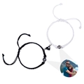 Braccialetti di coppia magnetici intrecciati bianco e nero con proiezione cuore - Set coordinato Nero e Bianco (Set-2)