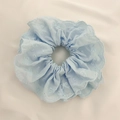Elegant light blue double-layered lace scrunchie with detailed embroidery and wavy edges - 44# Double Layer Lace Blue