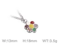 Minimalistische Edelstahlkette mit einem bunten Herzanhänger aus Emaille-Blumen - Bunte Blumenform Typ B (KN25703-Z)