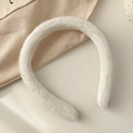Plush white sponge headband with soft faux fur texture for women's hair styling - Rabbit Fur Plush Style / White