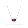 Collana in argento S925 con pendente a cuore in due zirconi rossi a forma di pera - Collana